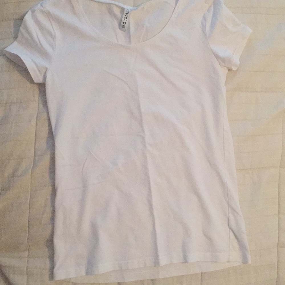 White t-shirt.